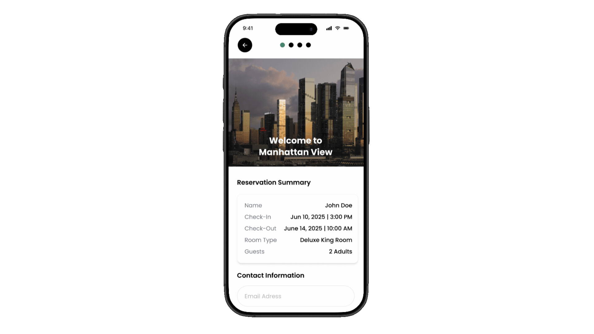 Hero illustration showing mobile app interface for hotel check-in